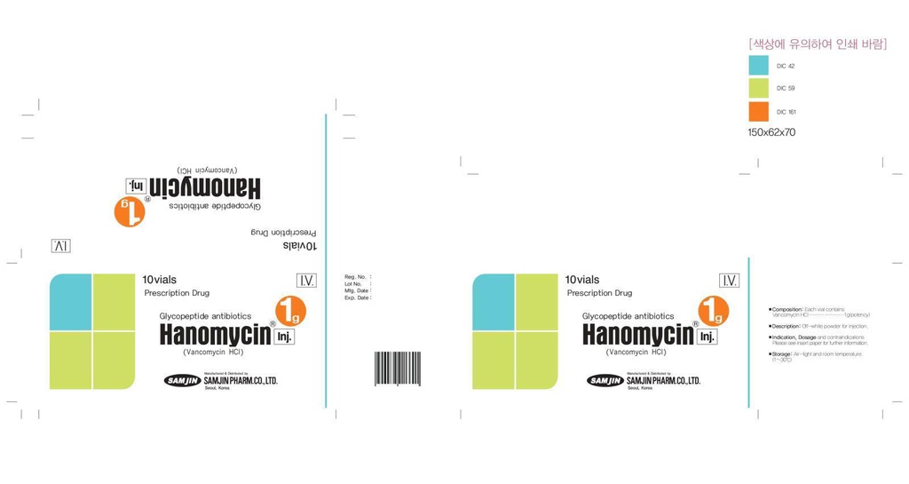 Ванкомицин 1г №1 /Hanomycin/ тарилгын нунтаг